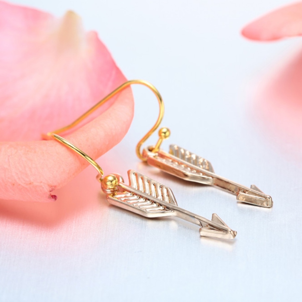 Boho Gold Arrow Aztec One Direction Drop Earrings - Picture 3 of 4